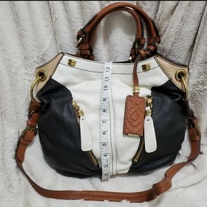 orYANY BLACK WHITE & BROWN HOBO BAG